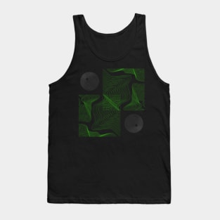 ABSTRACT WAVES LINES CIRCLES HYPNOSIS GREEN Tank Top